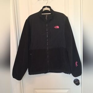 The North Face Black Fleece Jacket with Pink Logo Accents
